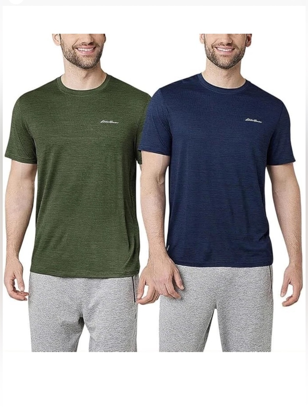 Eddie Bauer Men’s Motion Tee T Shirts Short Sleeve 2-Pack Tee, Blue/Green, XL